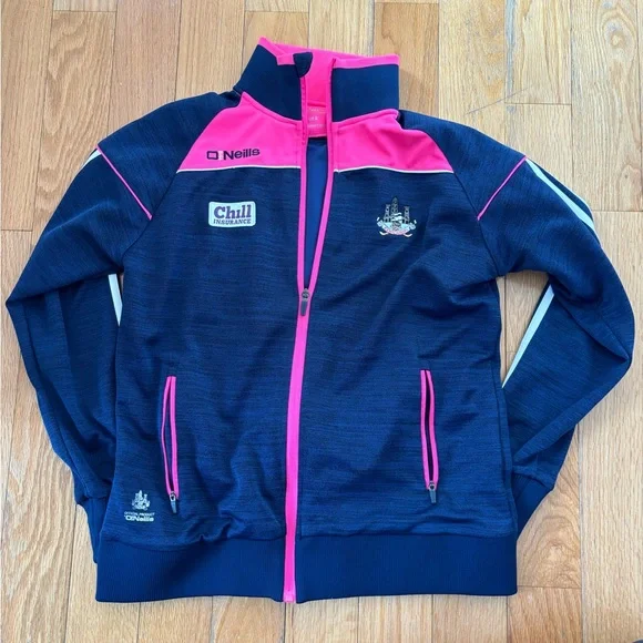 O'Neill Cork Navy and Hot Pink Athletic Zip Jacket - Picture 1 of 6